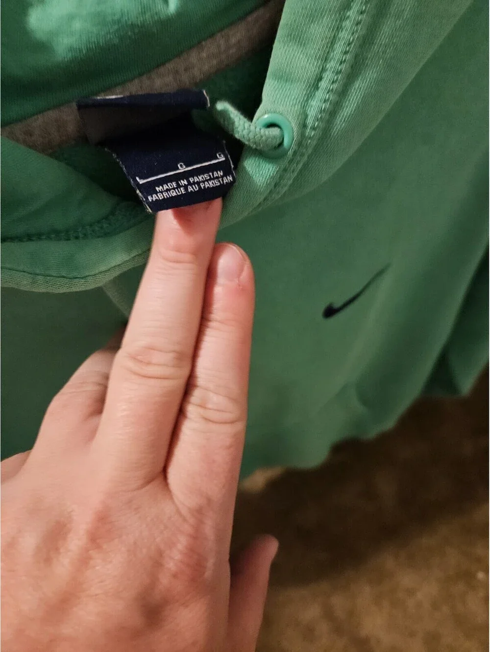Nike Pullover Green Hoodie Nike Swoosh Logo Men's Size L Long Sleeve Sweatshirt